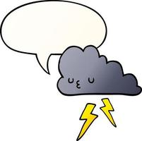 cartoon storm cloud and speech bubble in smooth gradient style vector