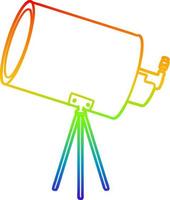 rainbow gradient line drawing cartoon big telescope vector