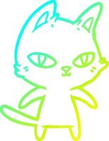 cold gradient line drawing cartoon cat staring vector