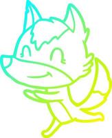 cold gradient line drawing friendly cartoon wolf running vector