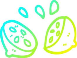 cold gradient line drawing cartoon halved lime vector