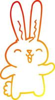 warm gradient line drawing cartoon happy rabbit vector