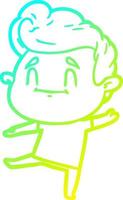 cold gradient line drawing happy cartoon man vector