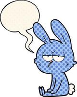 cute cartoon rabbit and speech bubble in comic book style vector