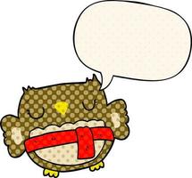 cartoon owl and speech bubble in comic book style vector