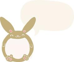 cartoon rabbit and speech bubble in retro style vector