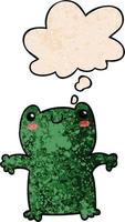 cartoon frog and thought bubble in grunge texture pattern style vector