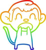 rainbow gradient line drawing shouting cartoon monkey vector