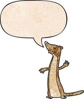 cartoon weasel and speech bubble in retro texture style vector
