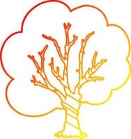 warm gradient line drawing cartoon tree vector