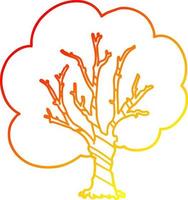 warm gradient line drawing cartoon tree vector