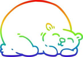 dibujo de línea de gradiente de arco iris dibujos animados feliz oso polar durmiendo vector