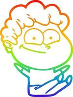 rainbow gradient line drawing cartoon happy man vector