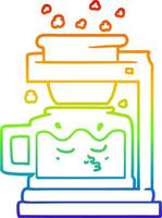 rainbow gradient line drawing cartoon filter coffee machine vector