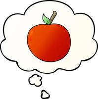 cartoon apple and thought bubble in smooth gradient style vector