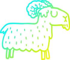 cold gradient line drawing cartoon stubborn goat vector