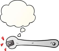 cartoon spanner turning nut and thought bubble in smooth gradient style vector