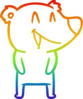 dibujo de línea de gradiente de arco iris dibujos animados de oso riendo vector