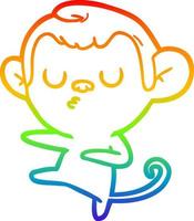 rainbow gradient line drawing cartoon monkey vector