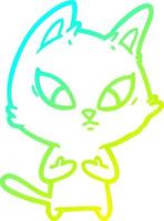 cold gradient line drawing confused cartoon cat vector