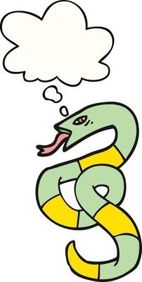 cartoon snake and thought bubble