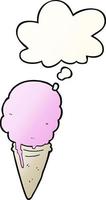 cartoon ice cream and thought bubble in smooth gradient style vector