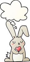 cartoon rabbit in love and thought bubble in smooth gradient style vector