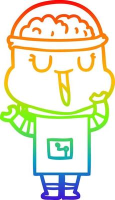rainbow gradient line drawing happy cartoon robot