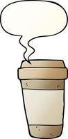 cartoon coffee cup and speech bubble in smooth gradient style vector