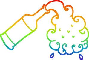 rainbow gradient line drawing cartoon beer pouring vector