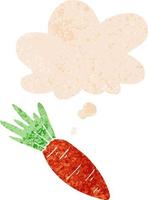 cartoon carrot and thought bubble in retro textured style vector