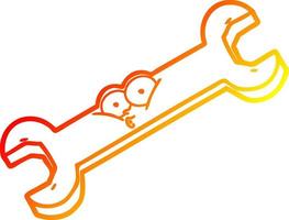 warm gradient line drawing cartoon spanner vector