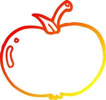 warm gradient line drawing cartoon apple vector