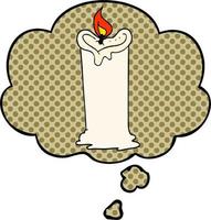 cartoon candle and thought bubble in comic book style vector