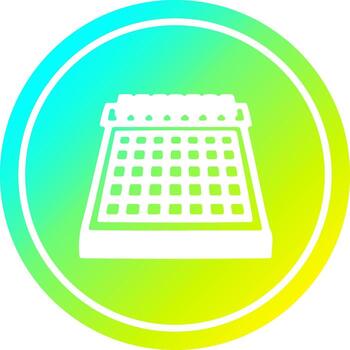 monthly calendar circular in cold gradient spectrum vector