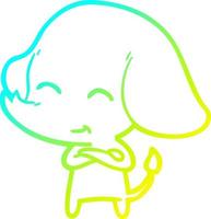 cold gradient line drawing cute cartoon elephant vector
