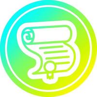 diploma certificate circular in cold gradient spectrum vector