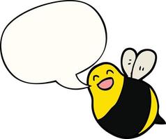 cartoon bee and speech bubble vector