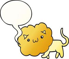 cute cartoon lion and speech bubble in smooth gradient style vector