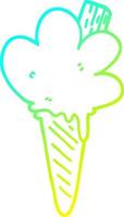 cold gradient line drawing cartoon ice cream cone vector