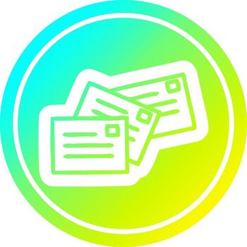 pila de letras circulares en espectro de gradiente frío vector