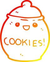 warm gradient line drawing cute cartoon cookie jar vector