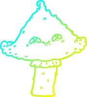 cold gradient line drawing cartoon mushroom with face vector