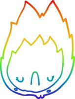 rainbow gradient line drawing cartoon unhappy flame vector