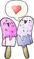 cartoon ice lolly in love and speech bubble in smooth gradient style vector