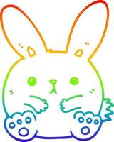 rainbow gradient line drawing cartoon rabbit vector