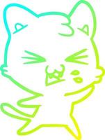 cold gradient line drawing cartoon cat hissing vector