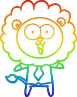 rainbow gradient line drawing happy cartoon lion vector