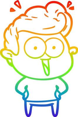 rainbow gradient line drawing cartoon excited man