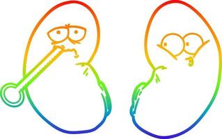 rainbow gradient line drawing cartoon unhealthy kidney vector